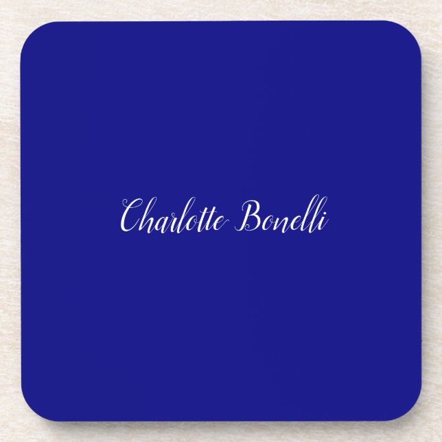 Professional Minimalist Navy Blue Beverage Coaster (Front)