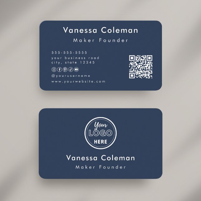 Professional Minimalist Navy Blue Business Card (Creator Uploaded)