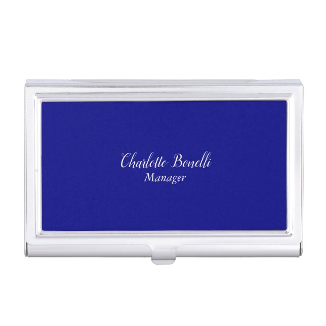 Professional Minimalist Navy Blue Business Card Case (Front)
