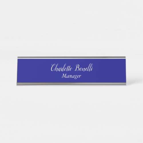 Professional Minimalist Navy Blue Desk Name Plate