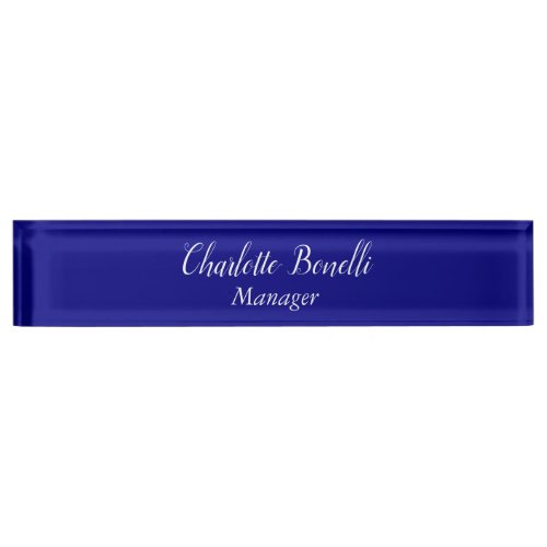 Professional Minimalist Navy Blue Desk Name Plate