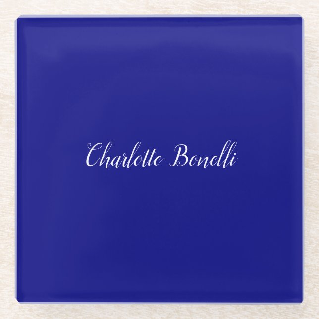 Professional Minimalist Navy Blue Glass Coaster (Front)