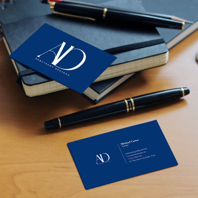 Professional Minimalist Navy Blue Logo Business Card (Creator Uploaded)