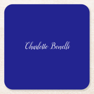 Professional Minimalist Navy Blue Square Paper Coaster