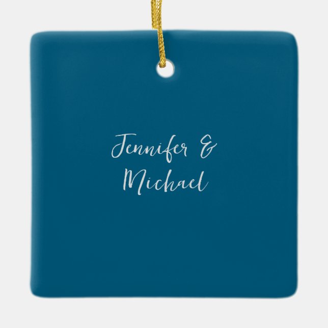 Professional minimalist ocean blue calligraphy ceramic ornament (Front)