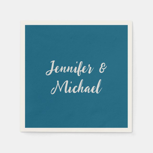 Professional minimalist ocean blue calligraphy napkins (Front)