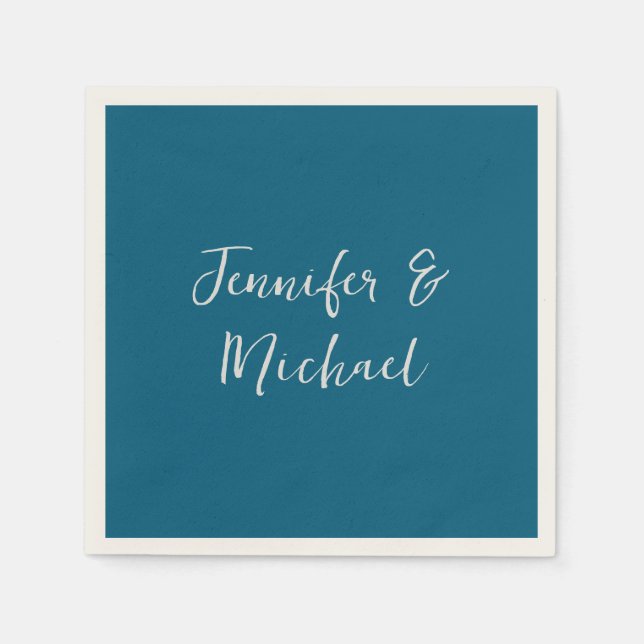 Professional minimalist ocean blue calligraphy napkins (Front)
