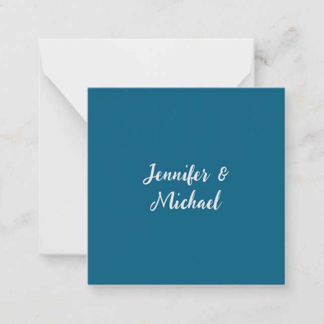 Professional minimalist ocean blue calligraphy note card (Front)