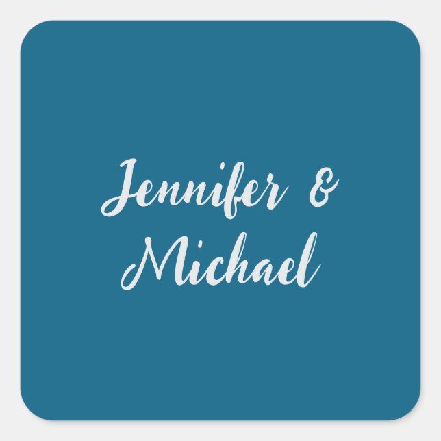 Professional minimalist ocean blue calligraphy square sticker (Front)
