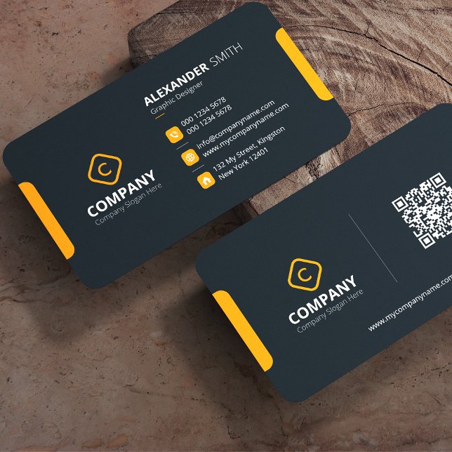 Professional Minimalist Orange & Gray Corporate Business Card (Creator Uploaded)