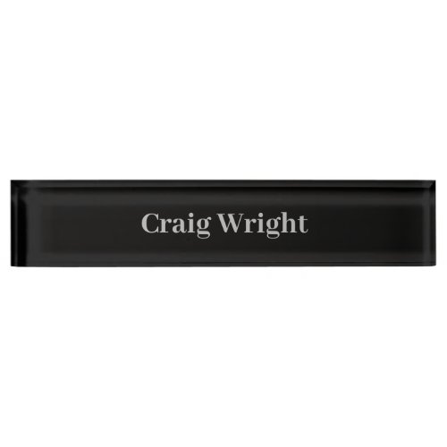 Professional Minimalist Plain Black Personalized Desk Name Plate