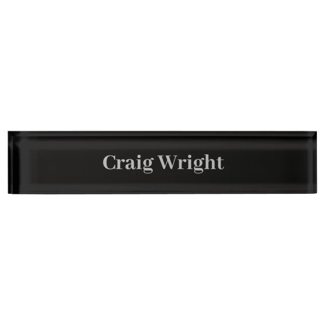Professional Minimalist Plain Black Personalized Desk Name Plate (Front)