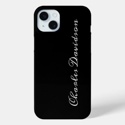 Professional Minimalist Plain Calligraphy Black iPhone 15 Plus Case