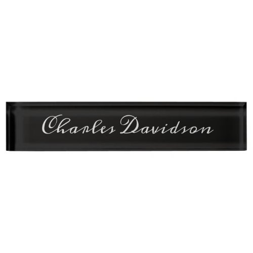 Professional Minimalist Plain Calligraphy Black Desk Name Plate