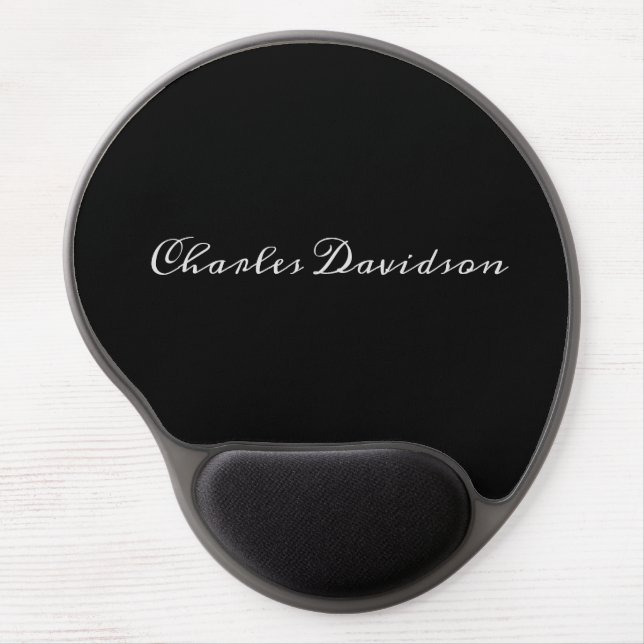 Professional Minimalist Plain Calligraphy Black Gel Mouse Pad (Front)
