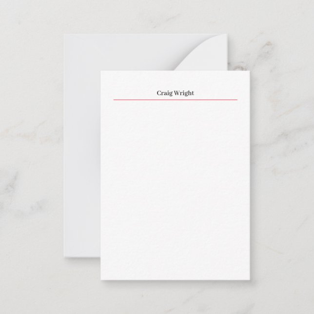 Professional Minimalist Plain Classic Personalized Note Card (Front)