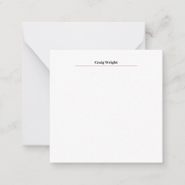 Professional Minimalist Plain Classic Personalized Note Card (Front)
