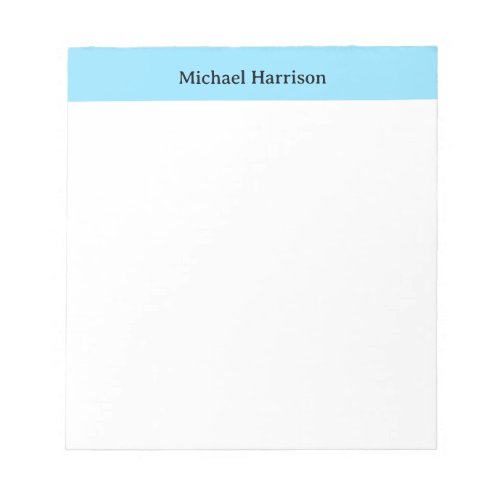 Professional Minimalist Plain Classical Blue White Notepad