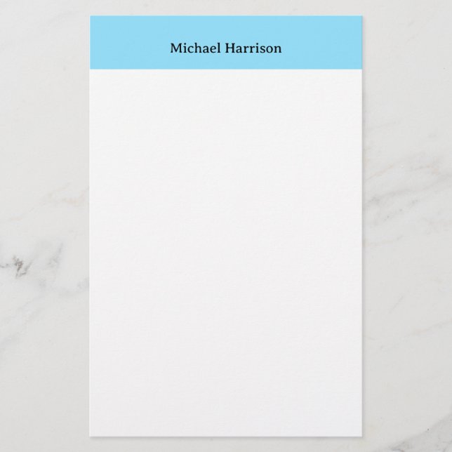 Professional Minimalist Plain Classical Blue White Stationery (Front)