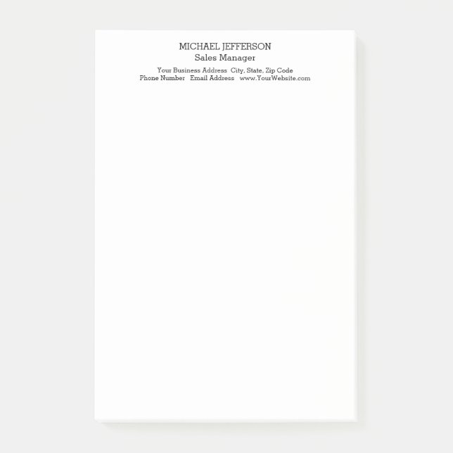 Professional Minimalist Plain Classical Post-it Notes (Front)