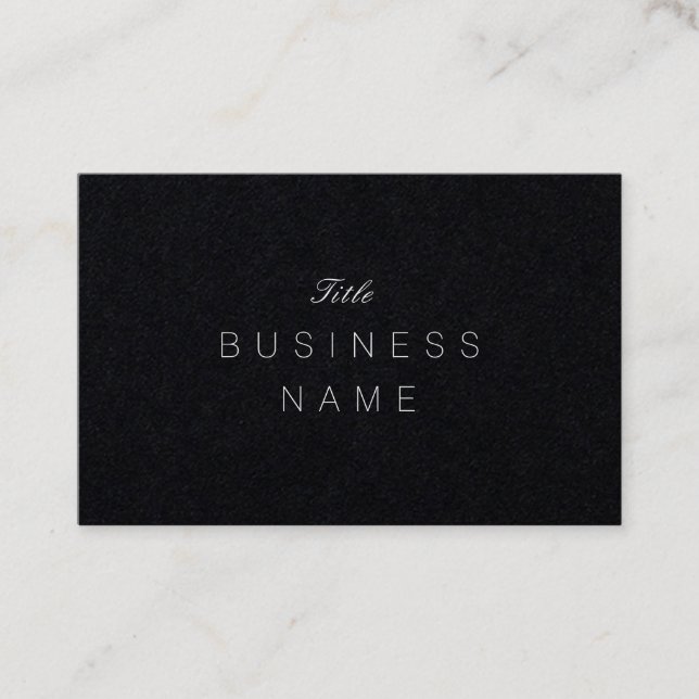 Professional Minimalist Plain Classy Noir Business Card (Front)