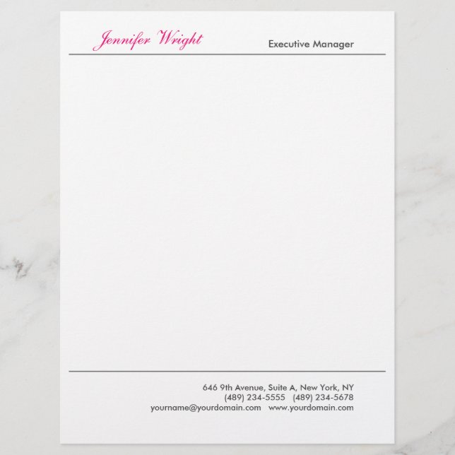 Professional minimalist plain elegant calligraphy letterhead (Front)