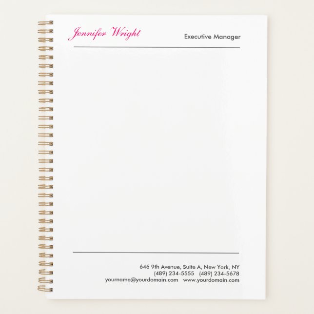 Professional minimalist plain elegant calligraphy planner (Front)