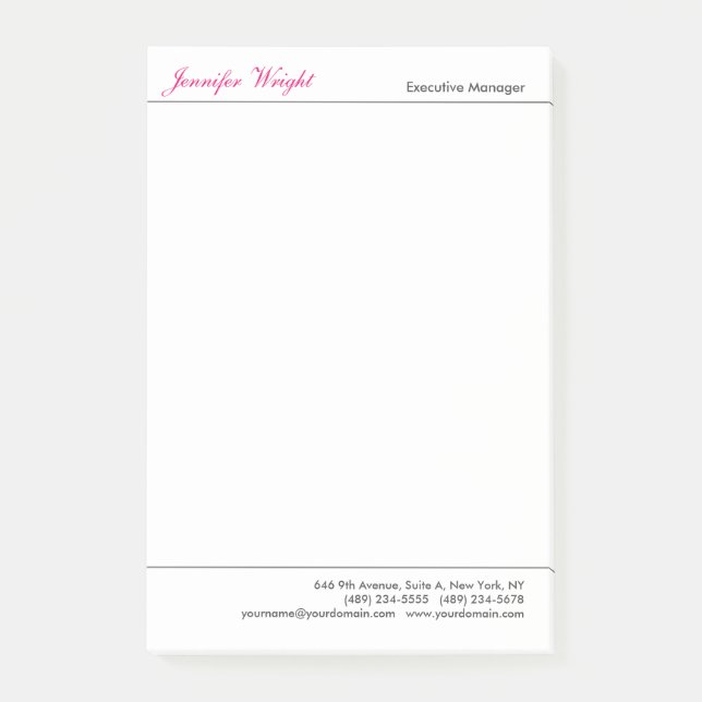 Professional minimalist plain elegant calligraphy post-it notes (Front)