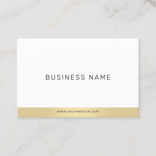Professional Minimalist Plain Elegant Gold White Business Card (Front)