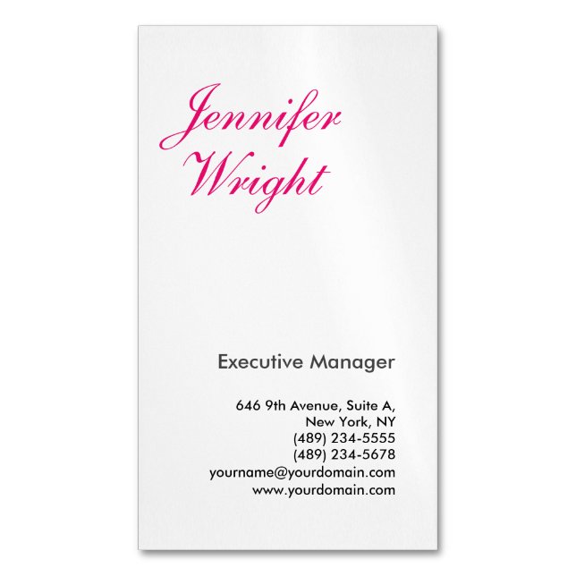 Professional minimalist plain elegant modern business card magnet (Front Vertical)