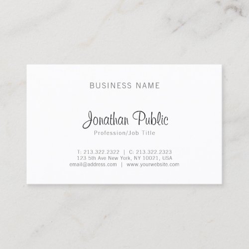 Professional Minimalist Plain Elegant Modern Sleek Business Card