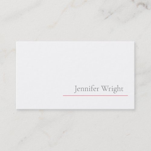 Professional minimalist plain grey white red business card