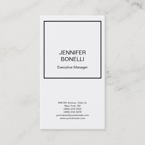 Professional minimalist plain modern black white business card