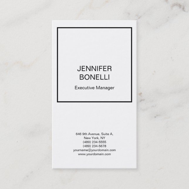 Professional minimalist plain modern black white business card (Front)