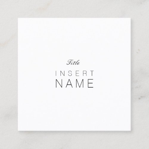 Professional Minimalist Plain Noir et Blanc Square Business Card