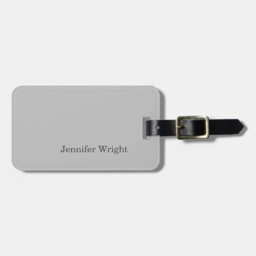 Professional minimalist plain simple grey luggage tag