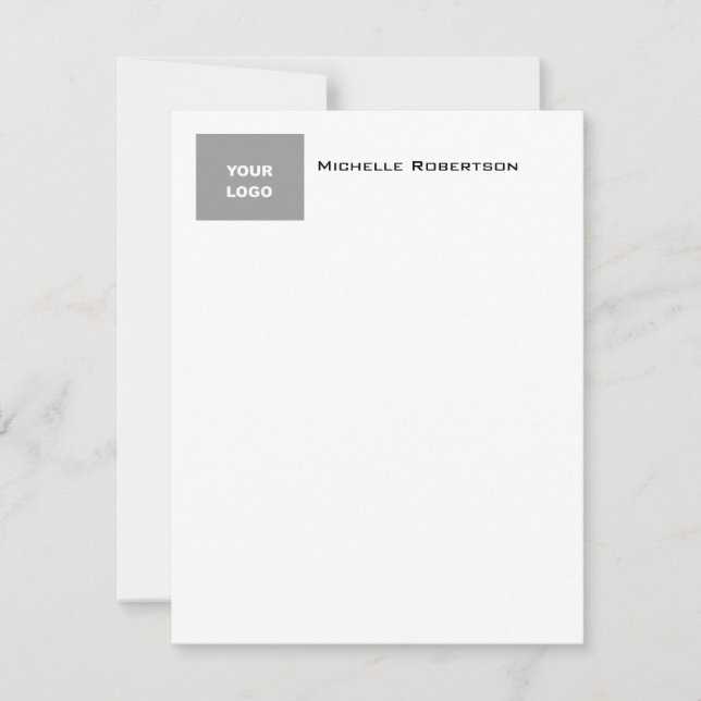 Professional Minimalist Plain Simple Modern Logo Note Card (Front)