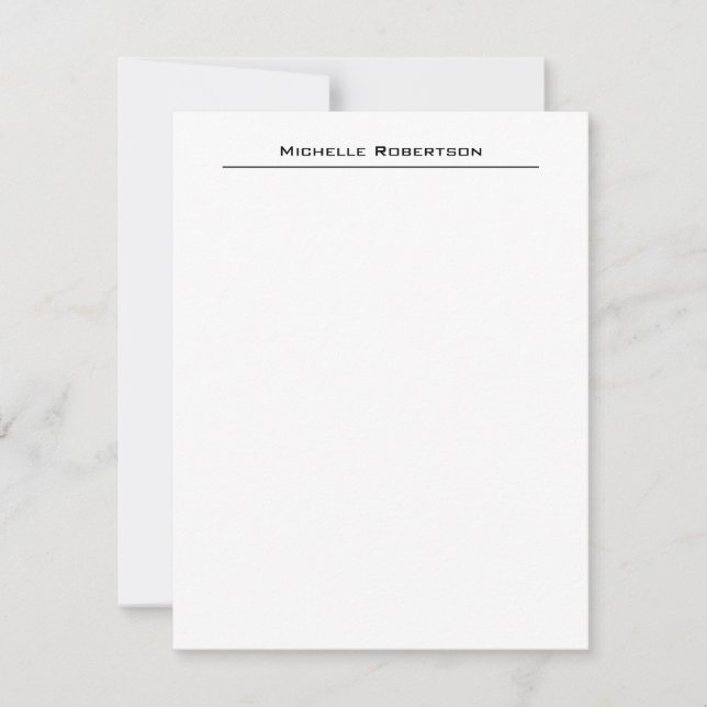 Professional Minimalist Plain Simple Modern Note Card (Front)