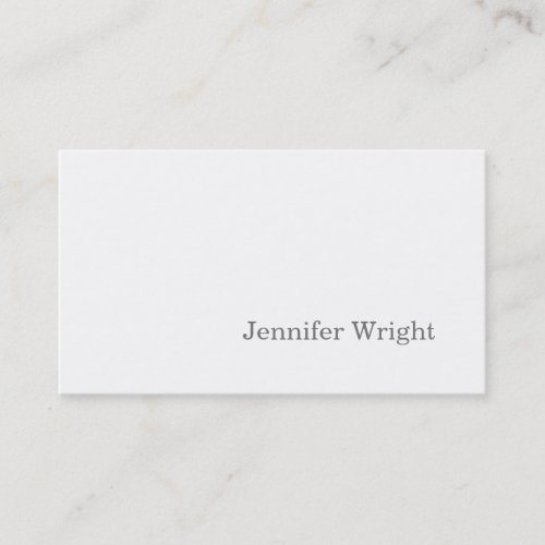 Professional minimalist plain simple white business card