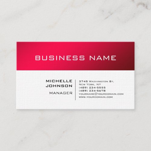 Professional Minimalist Premium Linen Red White Business Card