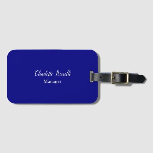 Professional Minimalist Premium Silk Navy Blue Luggage Tag