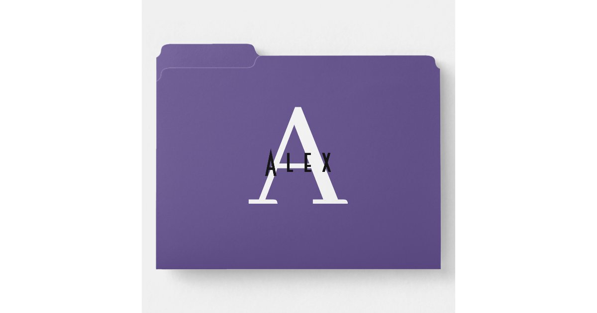 File Folder Icon Initla R Professional Minimalist Purple Monogram Initial File Folder | Zazzle