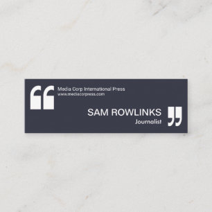 Professional Minimalist Quotation Mark Journalist Mini Business Card