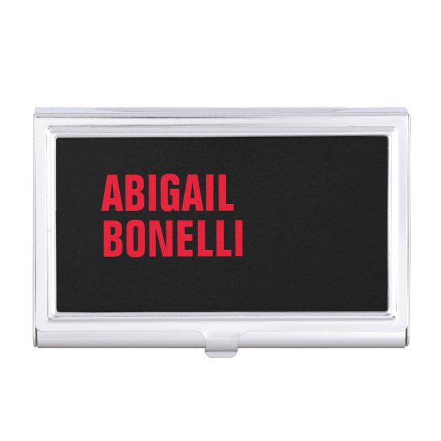 Professional minimalist red black modern business card case (Front)