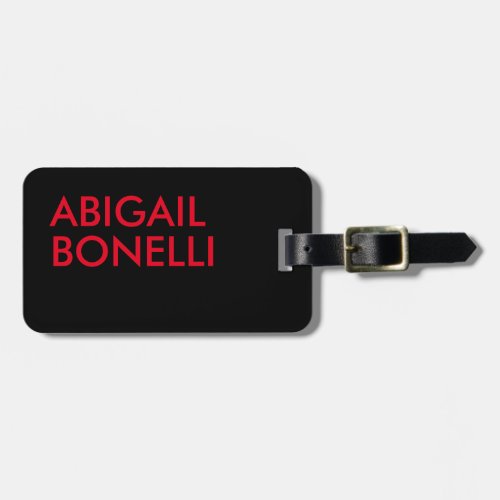 Professional minimalist red black modern luggage tag