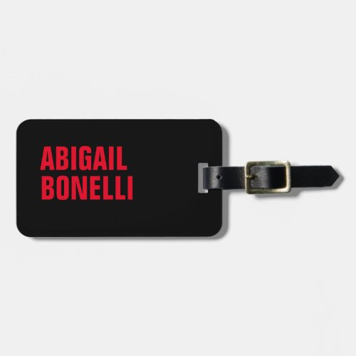 Professional minimalist red black modern luggage tag