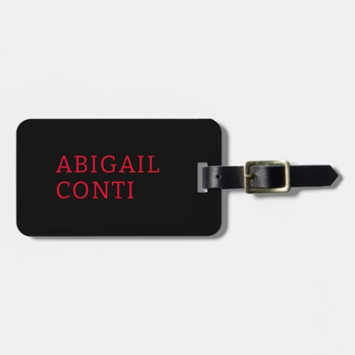 Professional minimalist red black modern luggage tag