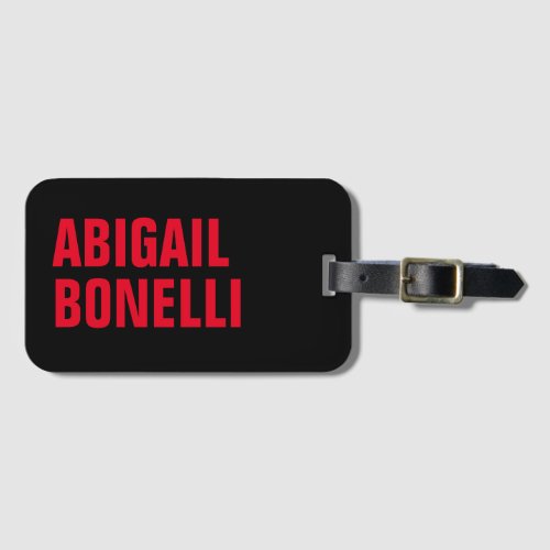 Professional minimalist red black modern luggage tag