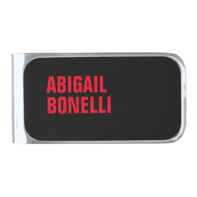 Professional minimalist red black modern silver finish money clip (Front)
