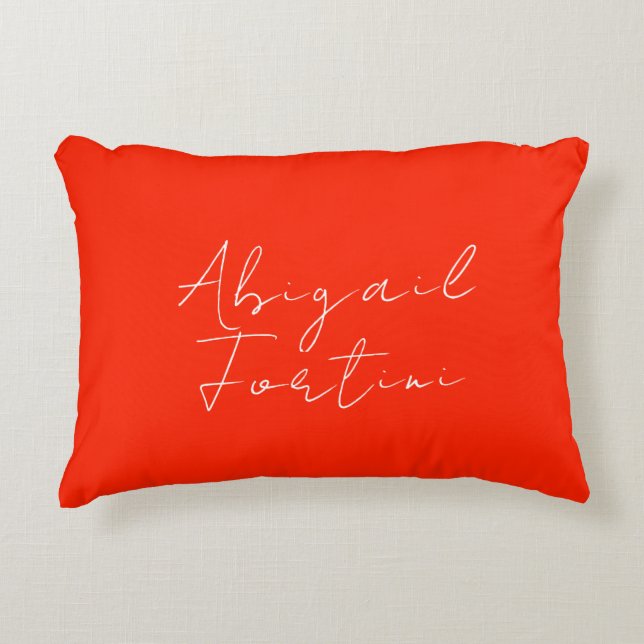 Professional minimalist red white modern accent pillow (Front)